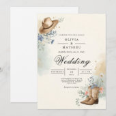 Rustic Hat Floral Romance Wedding 招待状 (正面/裏面)