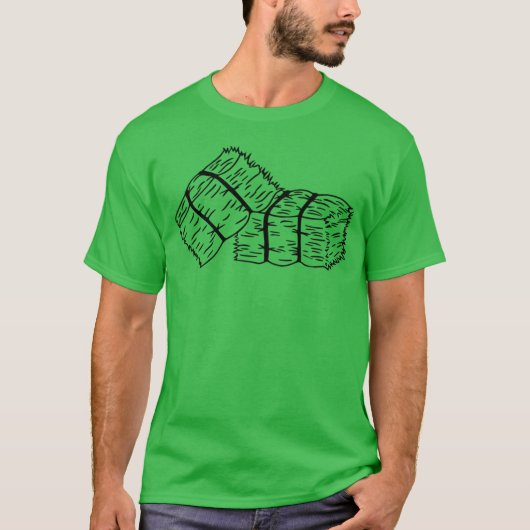 Rustic Hay Bales Sketch Tシャツ (正面)