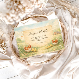Rustic Hen and Chicks Diapper Raffle エンクロージャーカード
