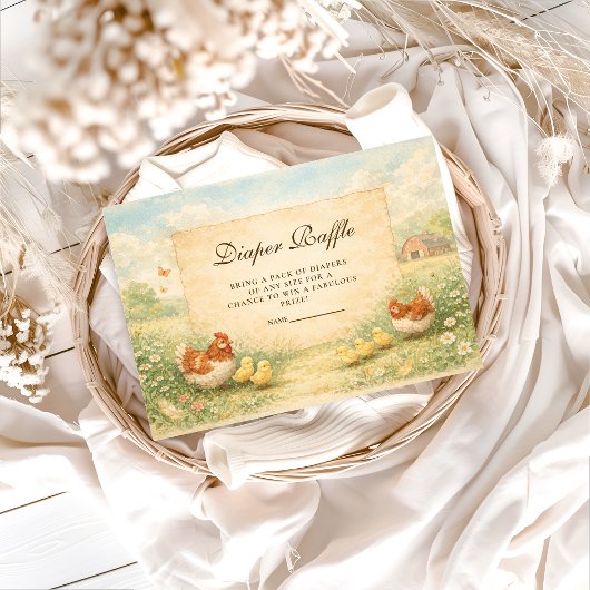 Rustic Hen and Chicks Diapper Raffle エンクロージャーカード