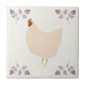 Rustic Hen Chicken and Chervil Herbs Ceramic Tile タイル (正面)