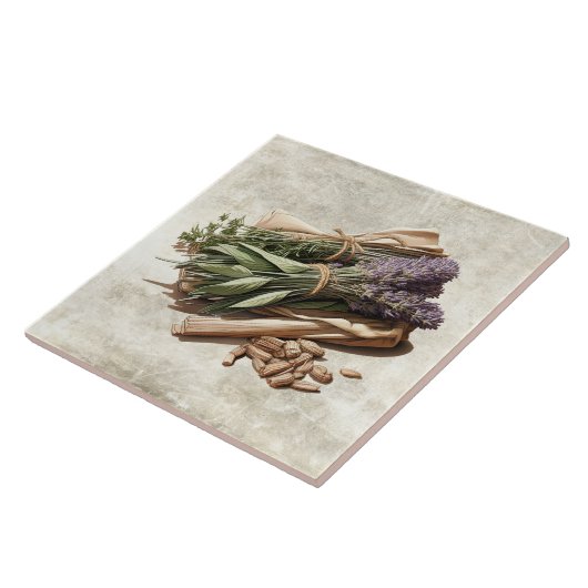 Rustic Herb Bunches Vintage  タイル (側面)