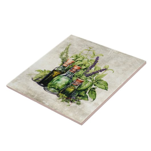 Rustic Herbs Beautiful Vintage Bottles タイル (側面)