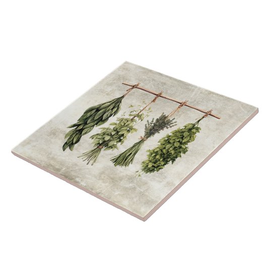 Rustic Herbs Drying on Twine タイル (側面)