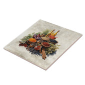 Rustic Herbs Spices in Watercolors タイル (側面)