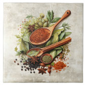 Rustic Herbs & Spices Watercolors タイル (正面)