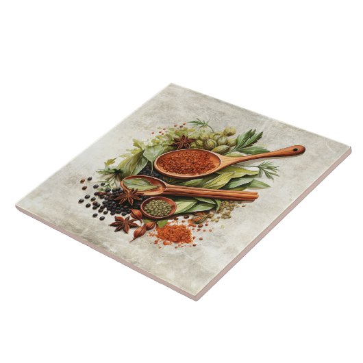 Rustic Herbs & Spices Watercolors タイル (側面)