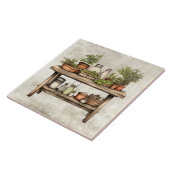 Rustic Herbs & Spices Wooden Stool Watercolors タイル (側面)