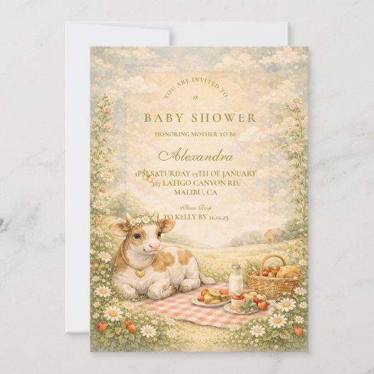 Rustic Highland Cow Baby Shower 招待状 (正面)