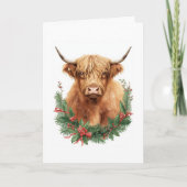 Rustic Highland Cow Christmas シーズンカード (正面)