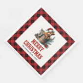 Rustic highland cow red black plaid Xmas napkin (コーナー)