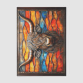 Rustic Highland Cow, Stained Glass EH1 Decoupage 薄葉紙 (正面)