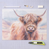 Rustic Highland Cow – Watercolor Landscape 薄葉紙 (クラフト)