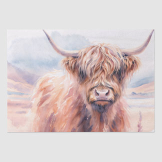 Rustic Highland Cow – Watercolor Landscape 薄葉紙