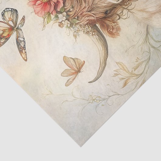 Rustic Highland Cow With Butterfly Decoupage 薄葉紙 (詳細)