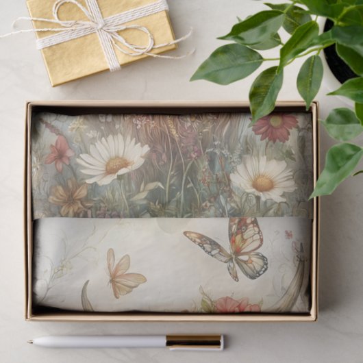 Rustic Highland Cow With Butterfly Decoupage 薄葉紙 (ギフト)