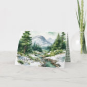 Rustic Highlands Mountain Scene Merry Christmas シーズンカード (正面)