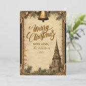 Rustic Holiday Bells Christmas シーズンカード (スタンド正面)