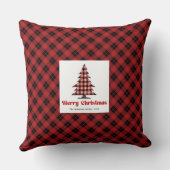 Rustic Holiday Buffalo Plaid Name Throw Pillow クッション (裏面)