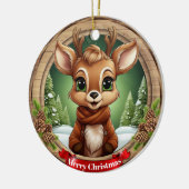 Rustic Holiday Character Xmas Reindeer Gift 🦌🎄 セラミックオーナメント (左)