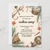 Rustic Holiday Cookie Swap | Cozy Baking Party 招待状 (正面)