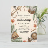 Rustic Holiday Cookie Swap | Cozy Baking Party 招待状 (スタンド正面)