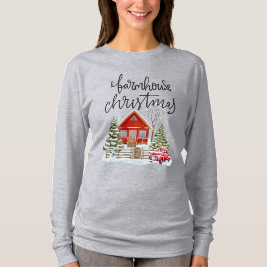 Rustic Holiday Farmhouse Christmas T-shirt Tシャツ (正面)