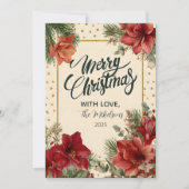 Rustic Holiday Greenery Merry Christmas シーズンカード (正面)