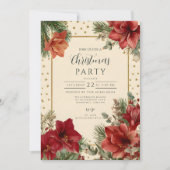 Rustic Holiday Greenery Merry Christmas 招待状 (正面)