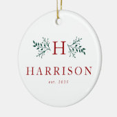 Rustic holiday monogram newlywed photo ornament セラミックオーナメント (左)