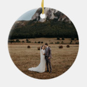 Rustic holiday monogram newlywed photo ornament セラミックオーナメント (裏面)