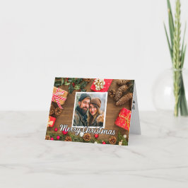 Rustic Holiday Photo Template Merry Christmas シーズンカード