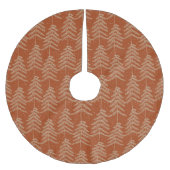 Rustic Holiday Pine Tree Pattern Rust Gold ブラッシュドポリエステルツリースカート (正面)