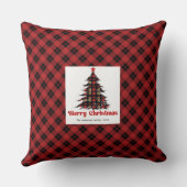 Rustic Holiday Plaid Custom Family Name Pillow クッション (裏面)
