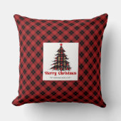 Rustic Holiday Plaid Custom Family Name Pillow クッション (正面)