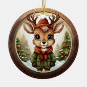 Rustic Holiday Reindeer, Xmas Deer, Christmas 🦌🎄 セラミックオーナメント (正面)