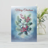 Rustic Holly and Berries Christmas Card シーズンカード (スタンド正面)