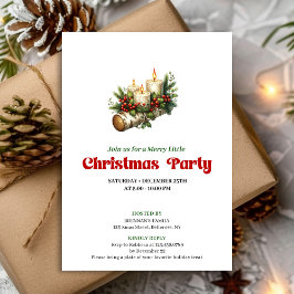 Rustic Holly Berry Candles Christmas Invite Custom 招待状