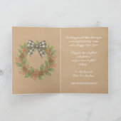 Rustic Holly Wreath White Black Checkered Bow シーズンカード (内部)