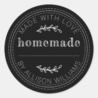 Rustic Homemade Baked Goods Jam Can Black ラウンドシール