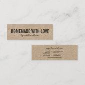 Rustic Homemade with Love Kraft Social Media スキニー名刺 (正面/裏面)