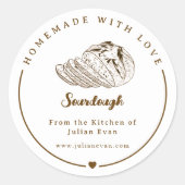 Rustic Homemade with Love Sketch Bakery Sticker ラウンドシール (正面)