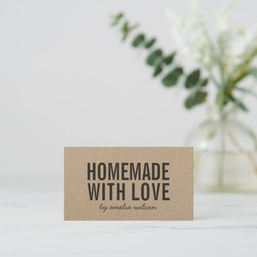 Rustic Homemade With Love Social Media Kraft 名刺 (スタンド正面)