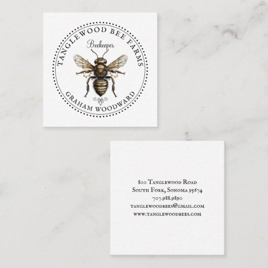 Rustic Honey Bee Apiary Beekeeper Honey Products スクエア名刺 (正面/裏面)
