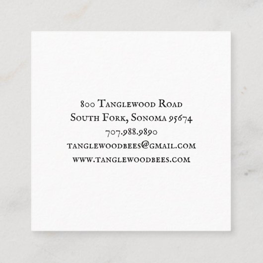 Rustic Honey Bee Apiary Beekeeper Honey Products スクエア名刺 (裏面)