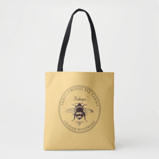 Rustic Honey Bee Apiary Beekeeper Product Labels トートバッグ (正面)