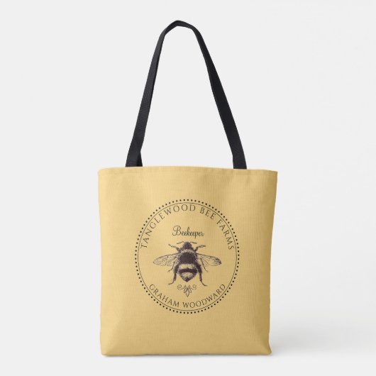 Rustic Honey Bee Apiary Beekeeper Product Labels トートバッグ (裏面)