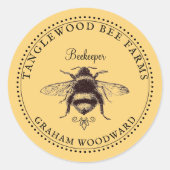 Rustic Honey Bee Apiary Beekeeper Product Labels ラウンドシール (正面)