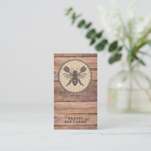 Rustic Honey Bee Beekeeper Apiary 名刺 (スタンド正面)