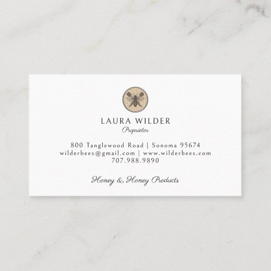 Rustic Honey Bee Beekeeper Apiary 名刺 (裏面)